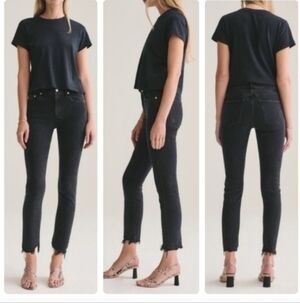 Agolde Toni Jeans Black Raw Hem Size 28
